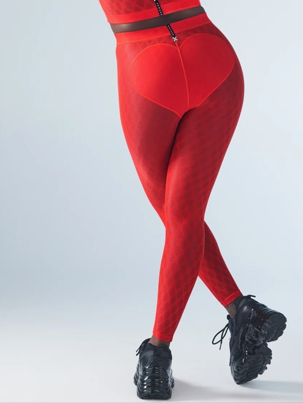 Savage X Fenty Red High-Rise Heart Back Leggings Size 12